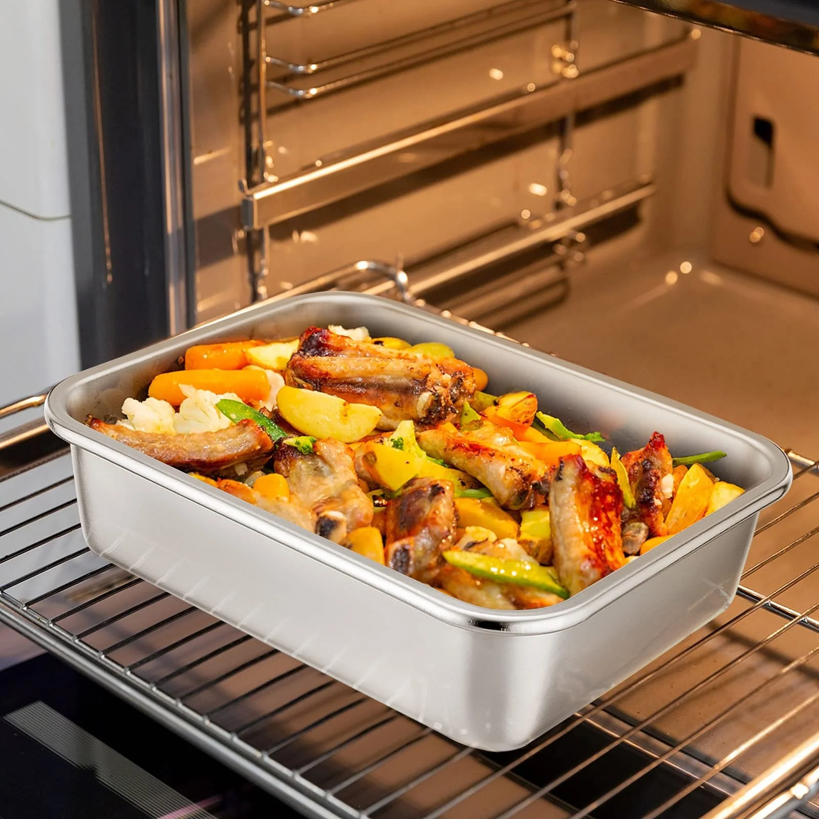 Форма для запекания Homikit прямоугольная из нержавеющей стали 27 x 21 x 8 см, фото №6