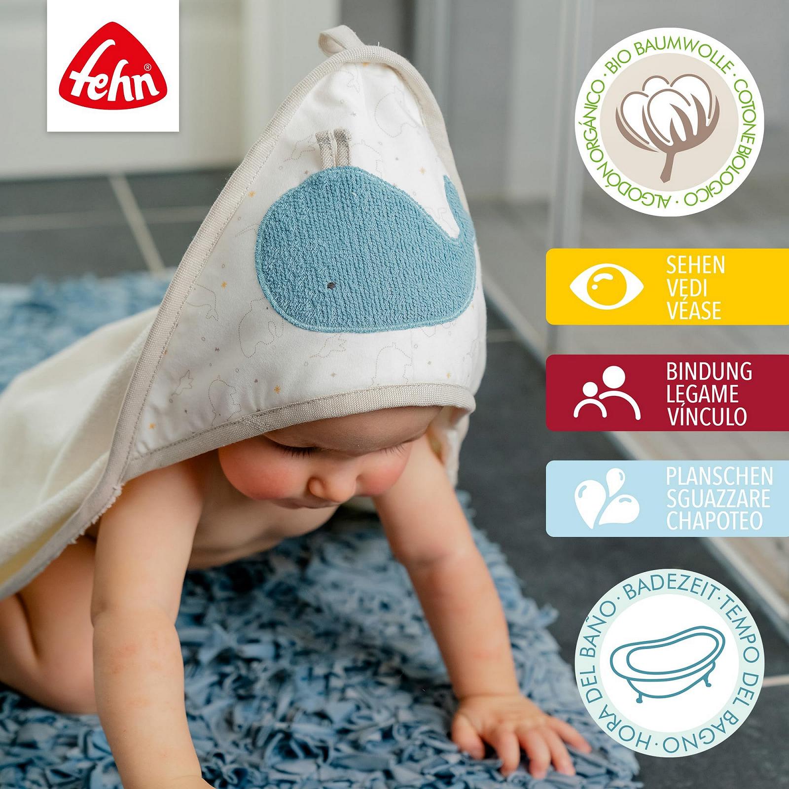 Полотенце для ванной Fehn Baby Whale с капюшоном и рукавичкой, фото №2