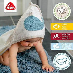 Полотенце для ванной Fehn Baby Whale с капюшоном и рукавичкой synthetic.ua - Фото 1