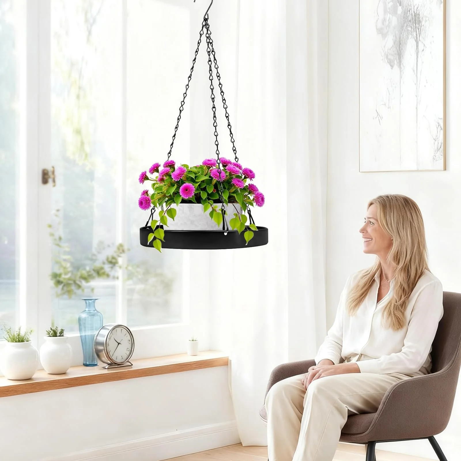 Подвесные кашпо Набор 2 шт Металлические С цепью Черные, фото №6 Подвесные кашпо Набор 2 шт Металлические С цепью Черные, фото №6