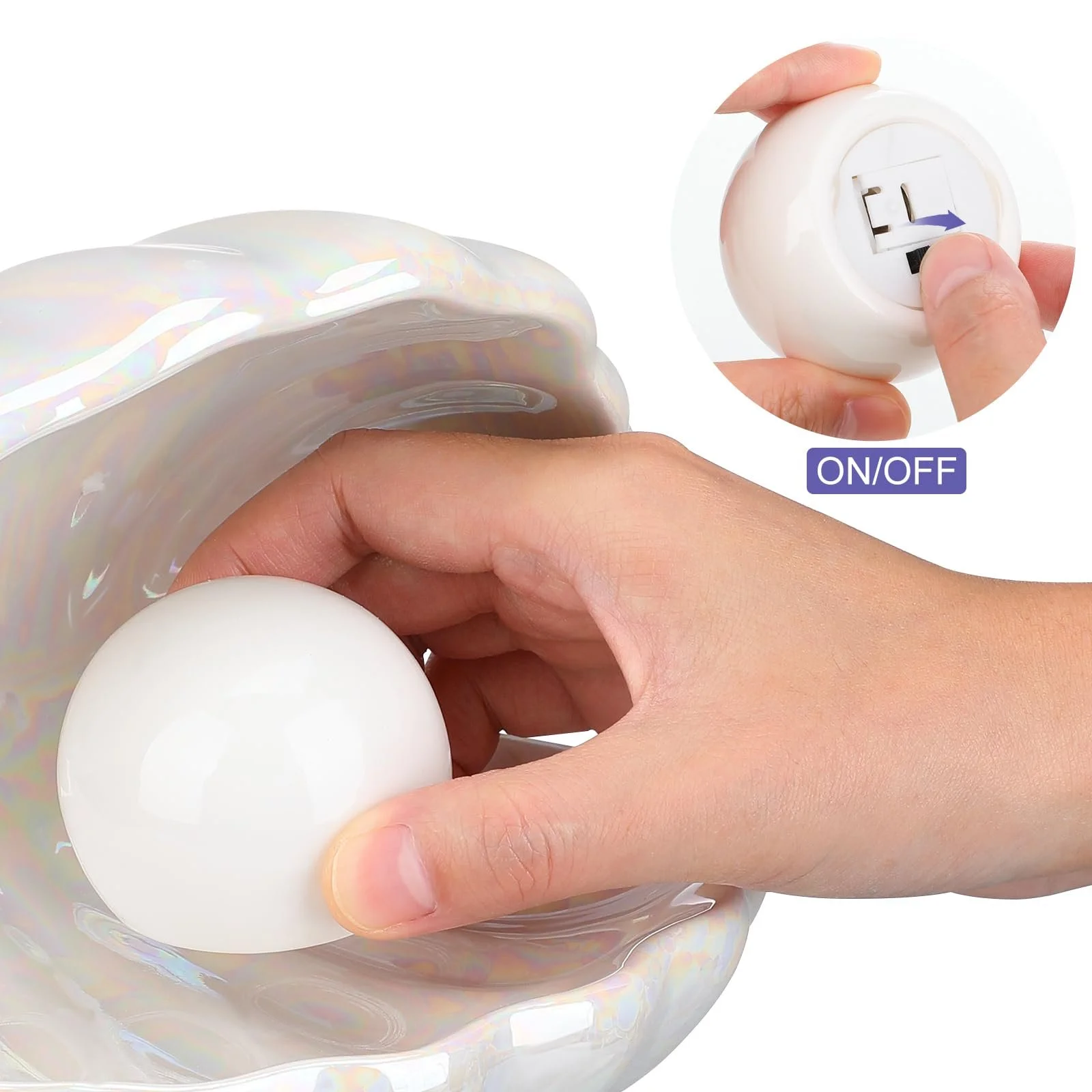 Настільна лампа Besportble Shell Pearl Нічник Білий, фото №7