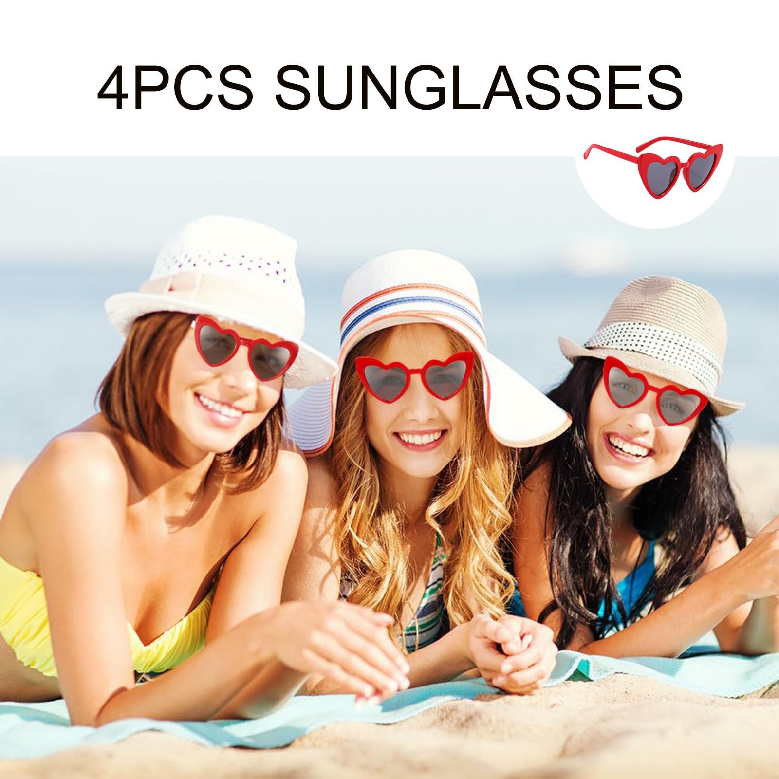 Солнцезащитные очки ZSRVAJ Сердце Четыре штуки Красный, фото №5