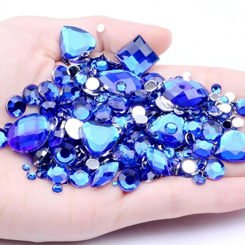 Стразы Круглые Акриловые HOCEDO Смешанный Размер Синий, 1000 шт, фото №2