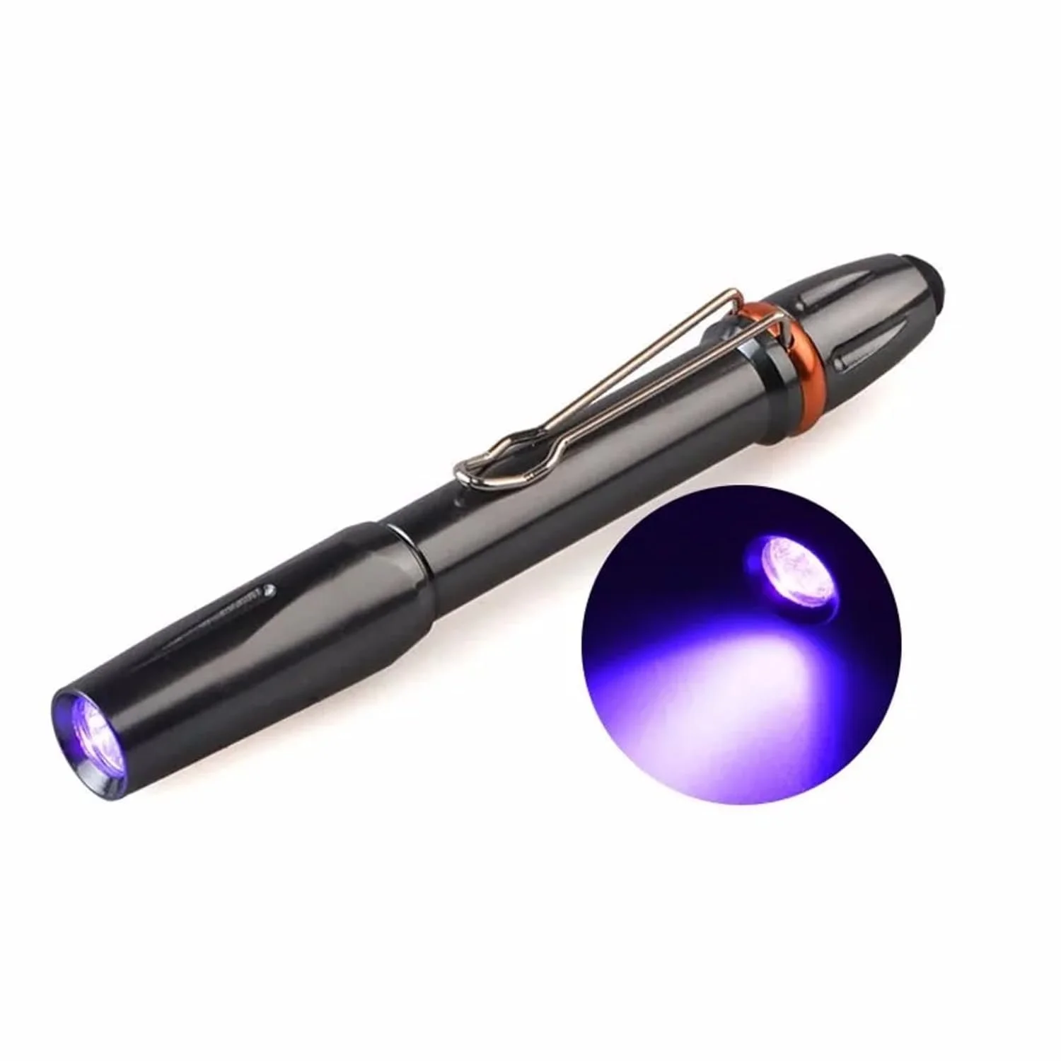 Мини фонарик MODOAO 395nm U-V Черный свет U-V LED фонарик портативный Клипса-ручка для клея Детектор денег (2 шт. в упаковке), фото №5 Мини фонарик MODOAO 395nm U-V Черный свет U-V LED фонарик портативный Клипса-ручка для клея Детектор денег (2 шт. в упаковке), фото №5