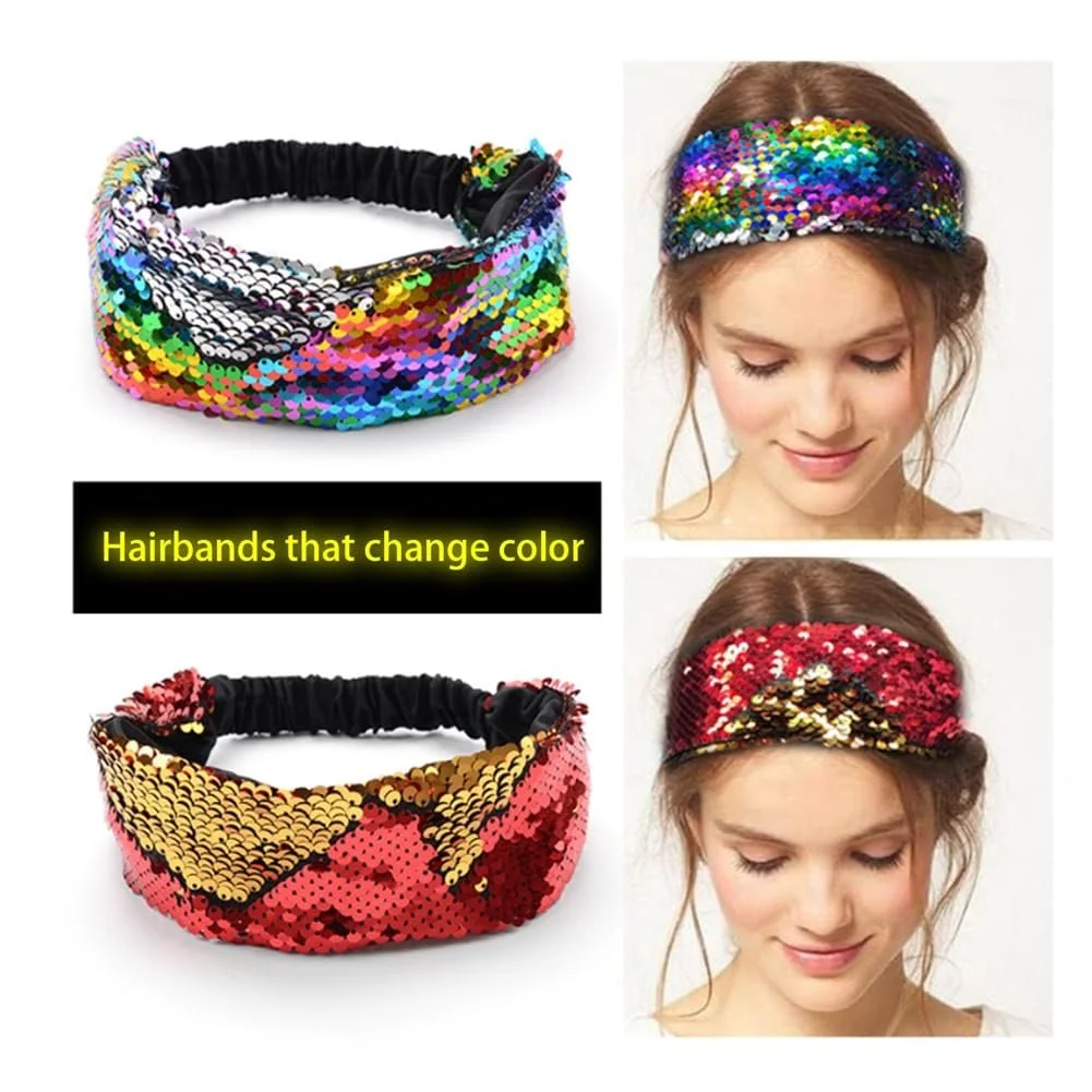 Еластичний Пов'язка для волосся з блискітками AB, білий, 1 шт, фото №6