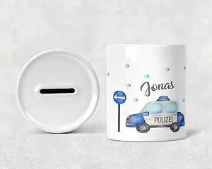 Скарбничка дитяча Mikalino Police Car керамічна Біла One Size synthetic.ua - Фото 1