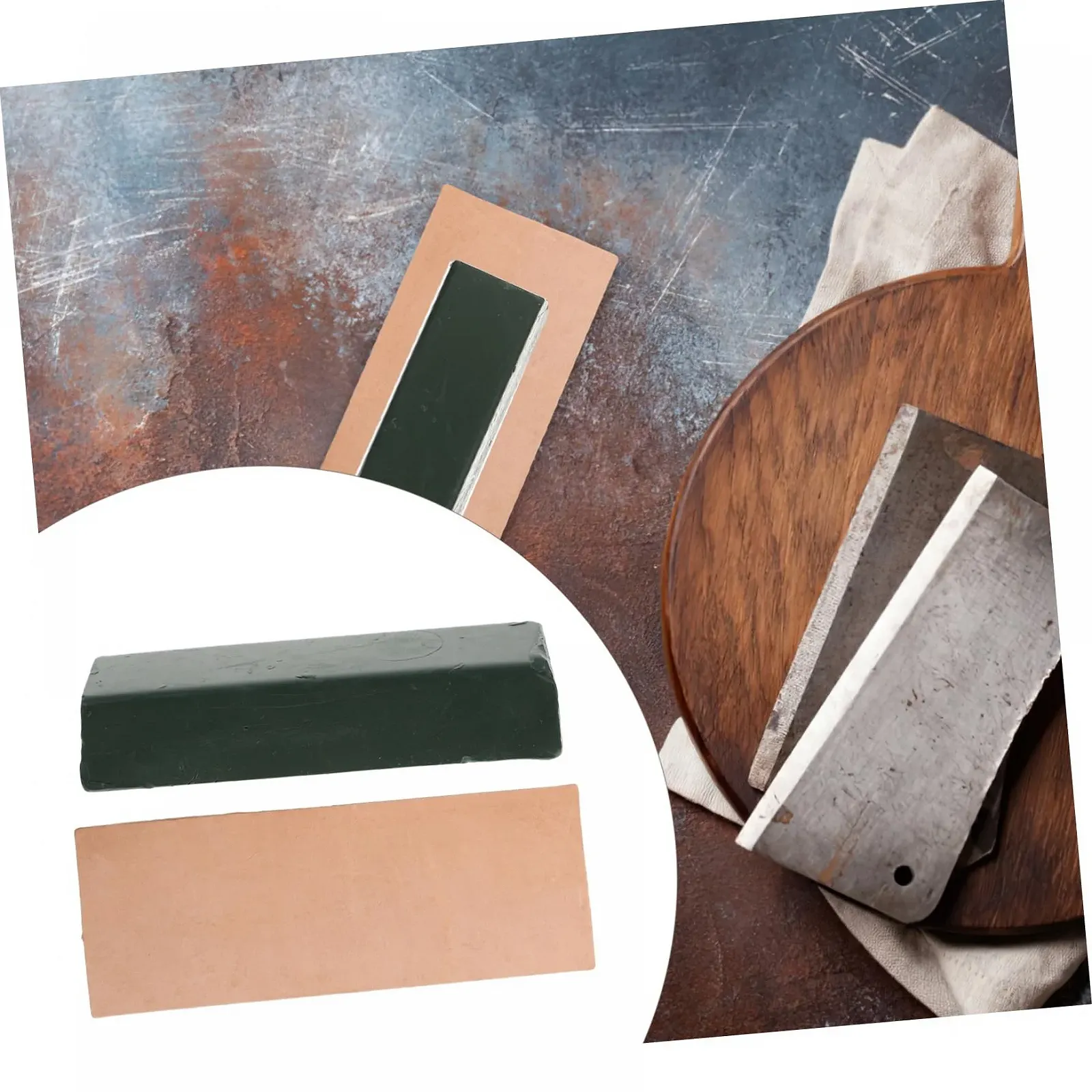 Набір для полірування ножів NUOBESTY 2 шт шкіряний блок та паста Wood, фото №8