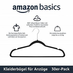 Вішалки для костюмів/одягу Amazon Basics Чорний, набір 30 шт. synthetic.ua - Фото 1