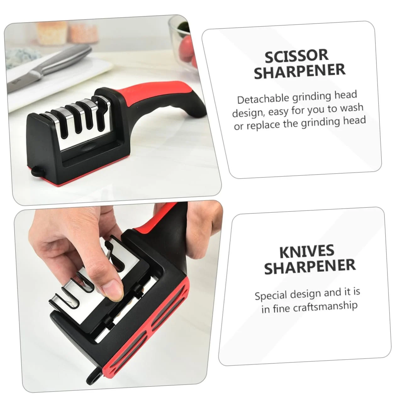Точило для ножів та ножиць ручна міні 4 штуки, фото №4