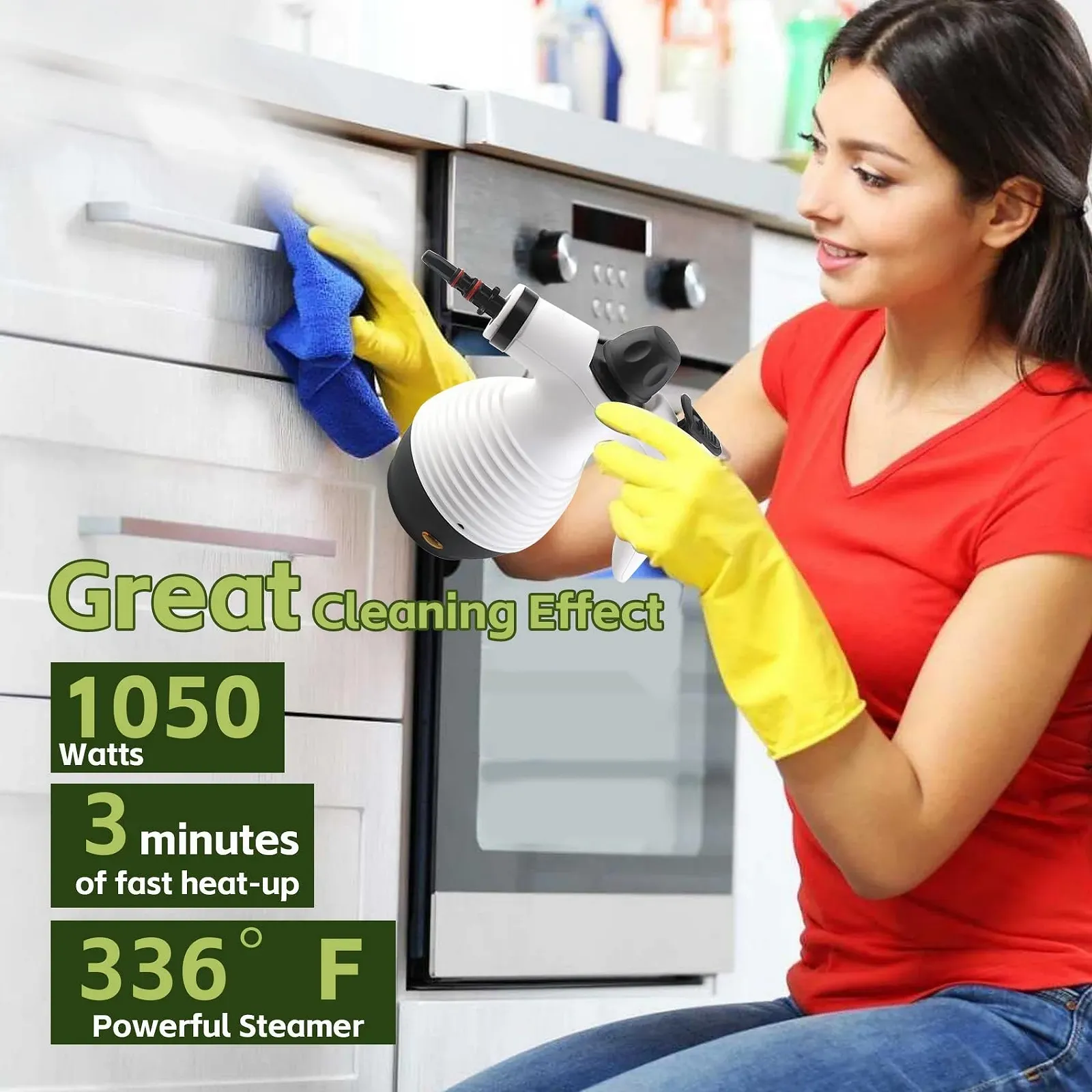 Парова швабра-очисник 2-в-1, 350 мл, 1050 Вт для дому з 16 аксесуарами для підлоги, плитки, вікон, диванів, швів, фото №5 Парова швабра-очисник 2-в-1, 350 мл, 1050 Вт для дому з 16 аксесуарами для підлоги, плитки, вікон, диванів, швів, фото №5