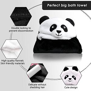Пончо для ванны Panda MPQDFG Детское мягкое и впитывающее полотенце с капюшоном, 100 x 70 см, разноцветное synthetic.ua - Фото 1
