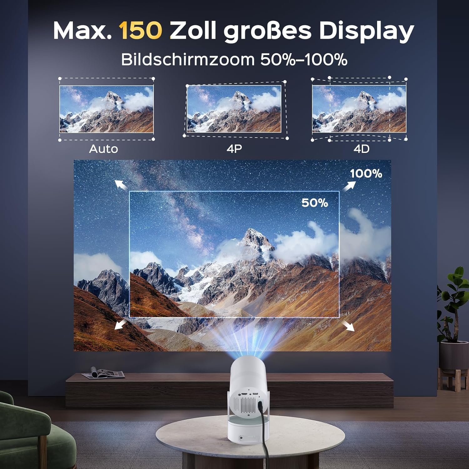 Проектор AUBOR MENTECH X3 4K Wi-Fi Bluetooth Android 11, фото №4