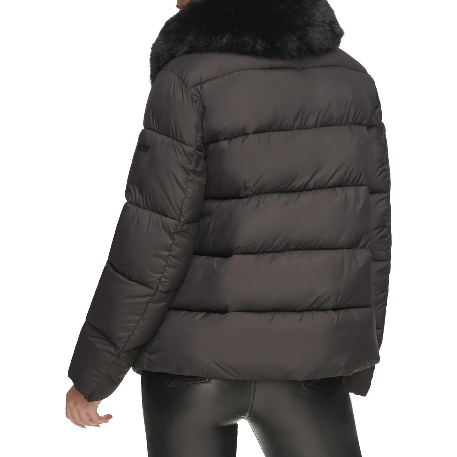 Пальто DKNY Пуховик з коміром зі штучного хутра на ґудзиках, фото №4 Пальто DKNY Пуховик з коміром зі штучного хутра на ґудзиках, фото №4