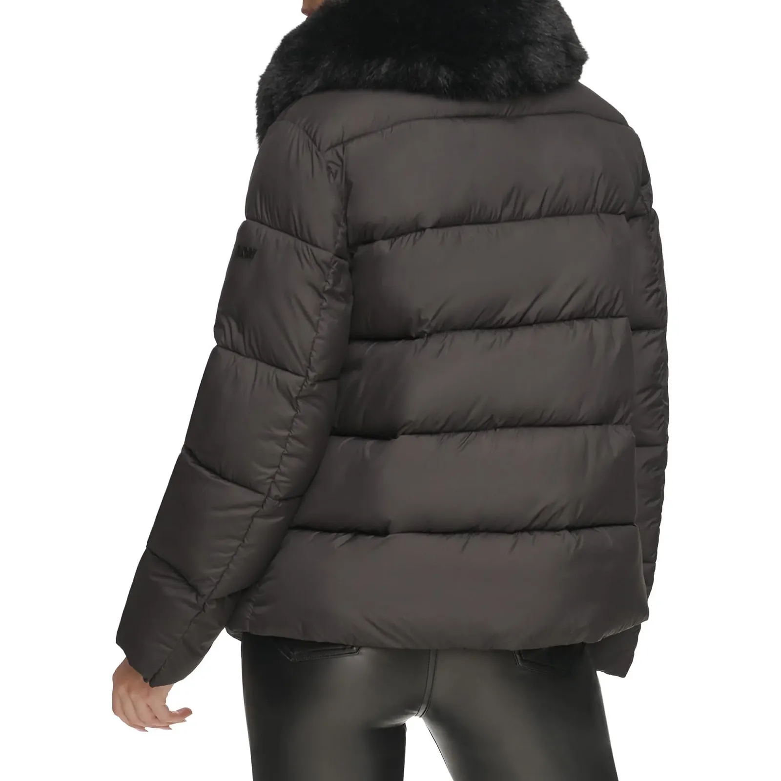 Пальто DKNY Пуховик на пуговицах с воротником из искусственного меха, фото №4 Пальто DKNY Пуховик на пуговицах с воротником из искусственного меха, фото №4