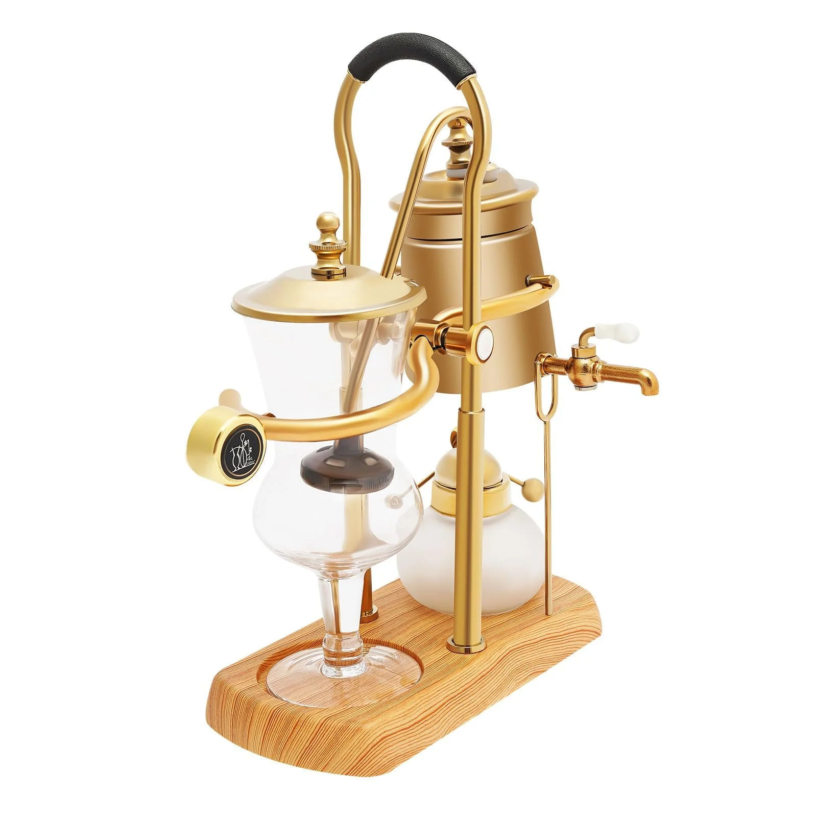 Сифонная кофеварка с поворачивающимся на 180° краном 23.5 x 12 x 38 см золотая, фото №4