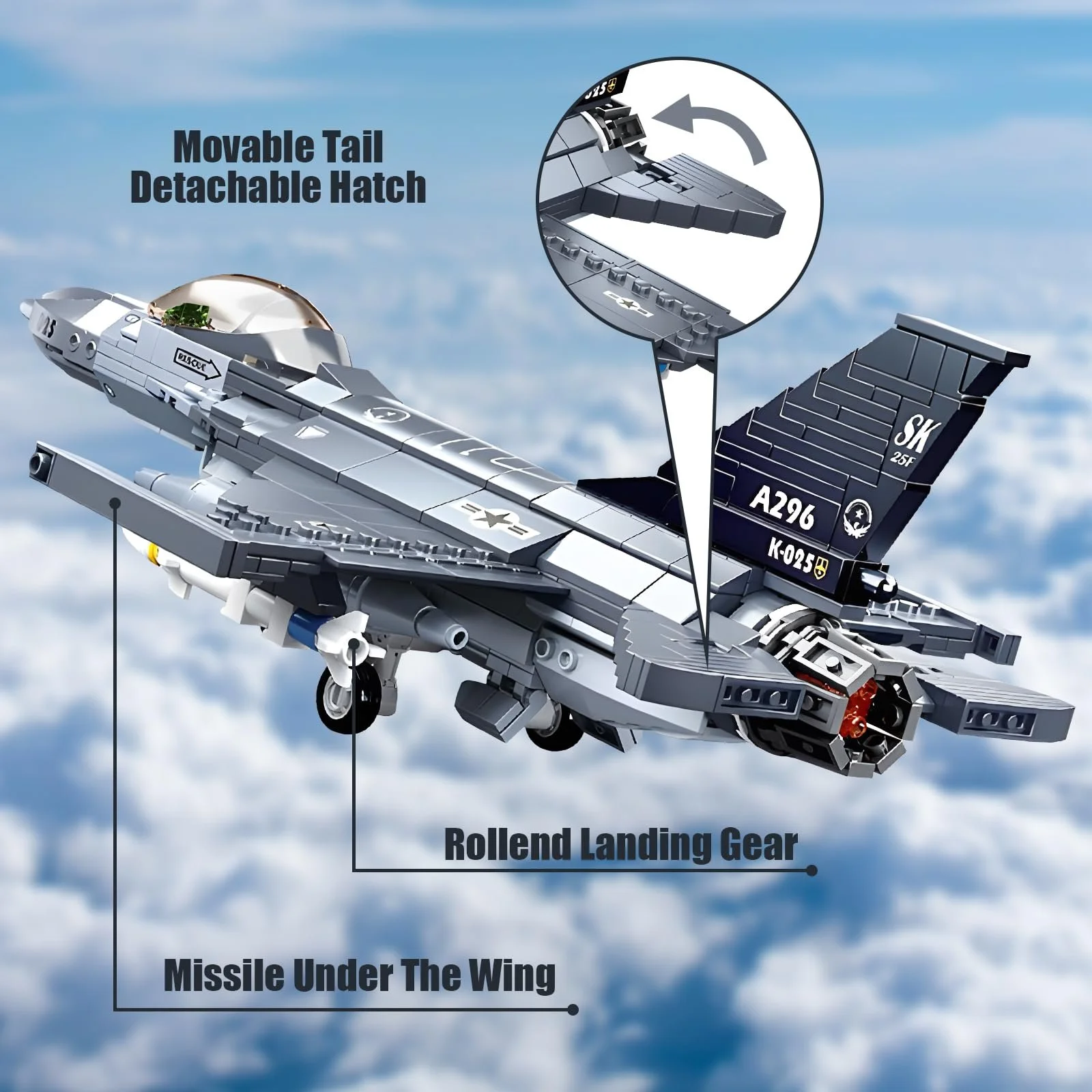 Конструктор Самолёт HIGH GODO F-16C Истребитель, Eurofighter Модель Масштаб 1:44 521 Деталь WW2 Немецкий Военный Самолёт, Подарок на День рождения от 6 лет Мальчикам или Взрослым, фото №3 Конструктор Самолёт HIGH GODO F-16C Истребитель, Eurofighter Модель Масштаб 1:44 521 Деталь WW2 Немецкий Военный Самолёт, Подарок на День рождения от 6 лет Мальчикам или Взрослым, фото №3