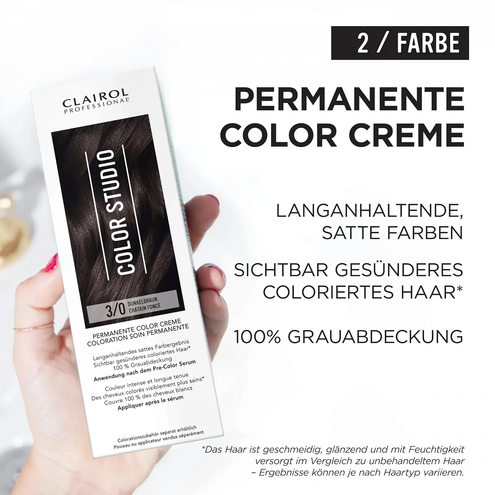 Фарба для волосся Clairol Professional Color Studio Перманентна Темно-коричневий 3/0 (110 мл), фото №3