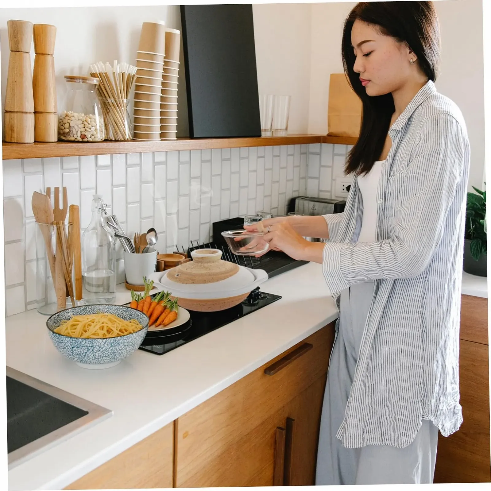 Кастрюля для тушения керамическая с крышкой жаропрочная для супов и рагу, фото №7