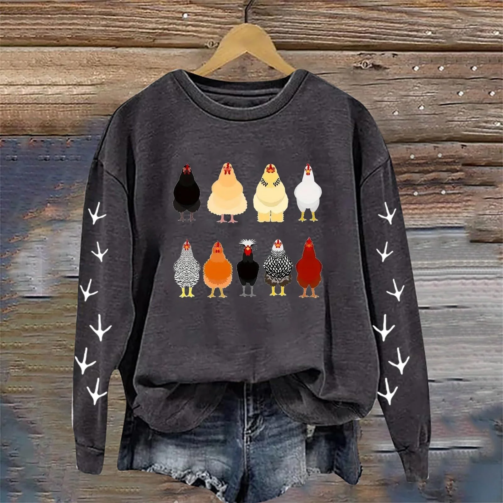 Женский свитшот Thanksgiving Chinken College Skimpy Workou Happy Thanksgiving Толстовки Bauernhof Life Grafik Bauernhof Tier с длинными рукавами и круглым вырезом 2025 Goth Komfort Trendy, фото №2