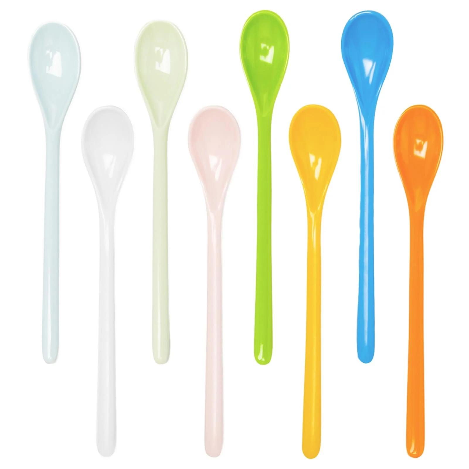 Набір 8 довгих ложок, кольоровий, фото №1