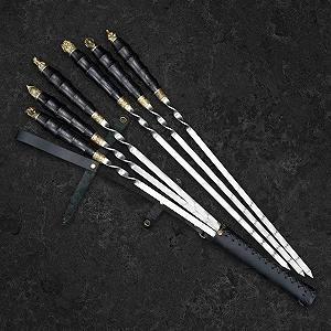 Набор шампуров Бор в кожаном кейсе 6 предметов - Фото 1