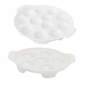 Формы для запекания улиток 2 шт керамические с ручками белые - Фото 1