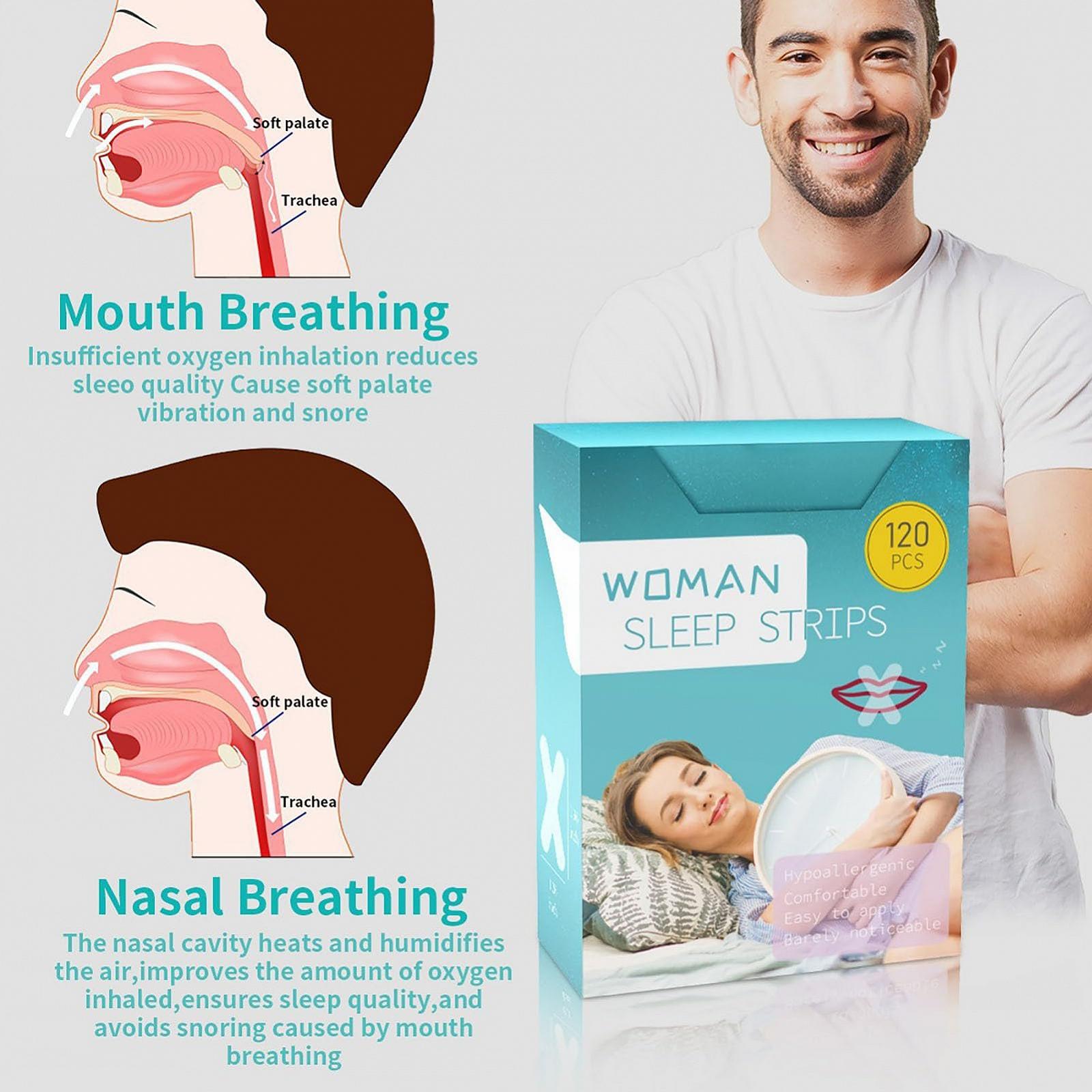 Смужки для сну для рота 120 шт., пристрій проти хропіння, Х-подібна смужка для рота для дихання носом, фото №7