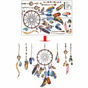 Наклейка на стіну Ловець снів Пір'я 109 x 136 см Темна synthetic.ua - Фото 1