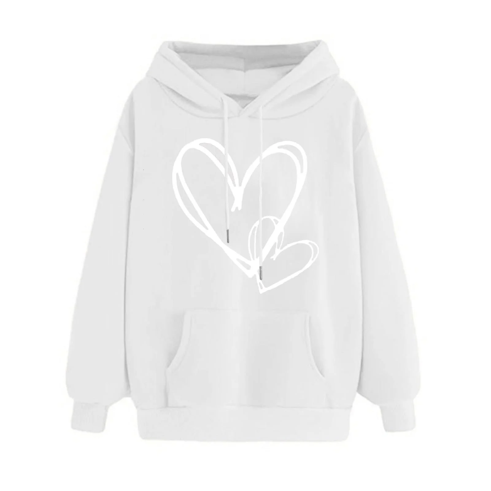 Женская Толстовка Куртка с капюшоном Женская Толстовка Куртка Женская Худи с капюшоном Принт Love Большие Размеры Женская Толстовка Женский Пуловер, фото №1