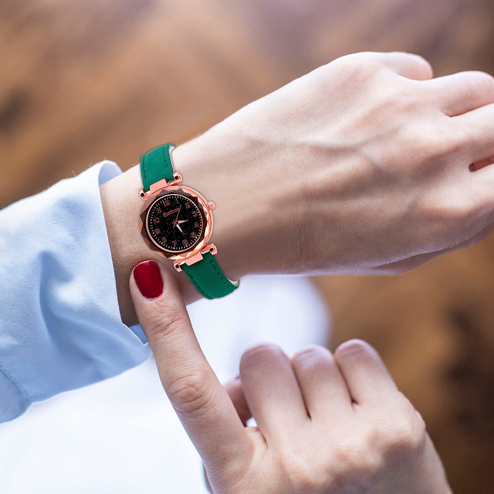 Женские Аналоговые Кварцевые Часы Generisch Звездное Небо Ремешок из нержавеющей стали, фото №3