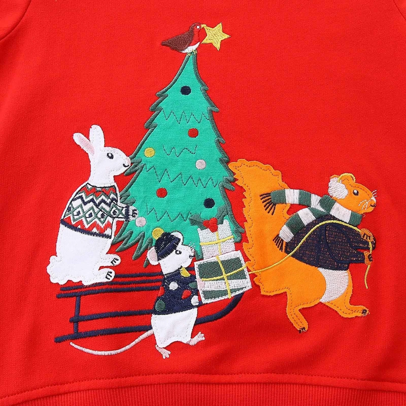 Затишний зимовий худі для дівчаток зі святковою вишивкою, м’який флісовий, фото №7