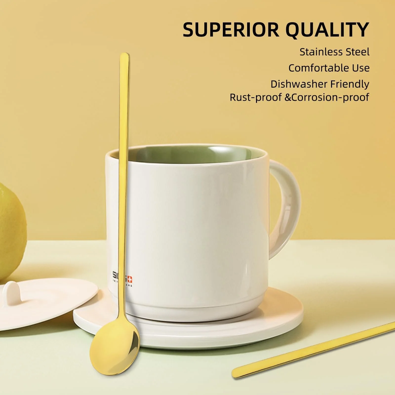 Набір ложок Golden з нержавіючої сталі, 4 шт, 17 см, з довгою ручкою, для змішування кави, чаю, десертів, фото №3 Набір ложок Golden з нержавіючої сталі, 4 шт, 17 см, з довгою ручкою, для змішування кави, чаю, десертів, фото №3