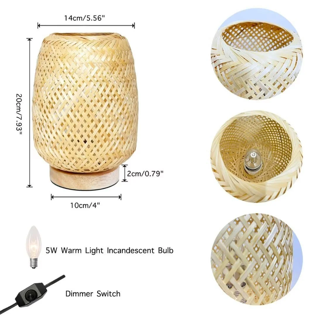 Настільна лампа Бамбук Тканина Приліжкова Японський нічник з димером Стиль 1, фото №5