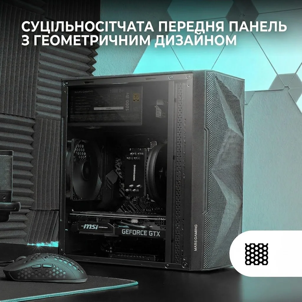 Корпус Mars Gaming MC-1500 Black / без БЖ / Чорний, фото №3