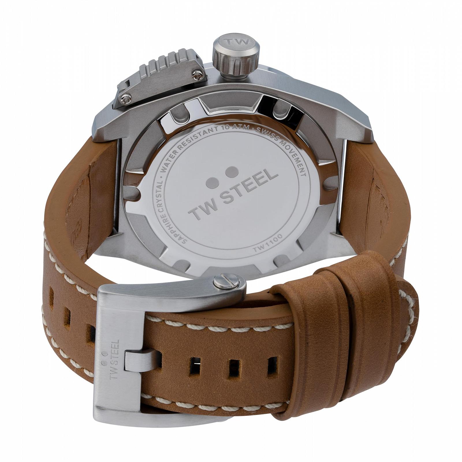 Часы TW Steel Swiss Canteen для мужчин с кварцевым механизмом, диаметр 42 мм, 3 стрелки, кожаный ремешок, фото №5