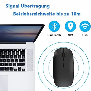 Мышь Беспроводная Qxvnm Bluetooth (USB 2.4 GHz + Bluetooth 5.2 + USB-C Адаптер) Перезаряжаемая Черный synthetic.ua - Фото 1