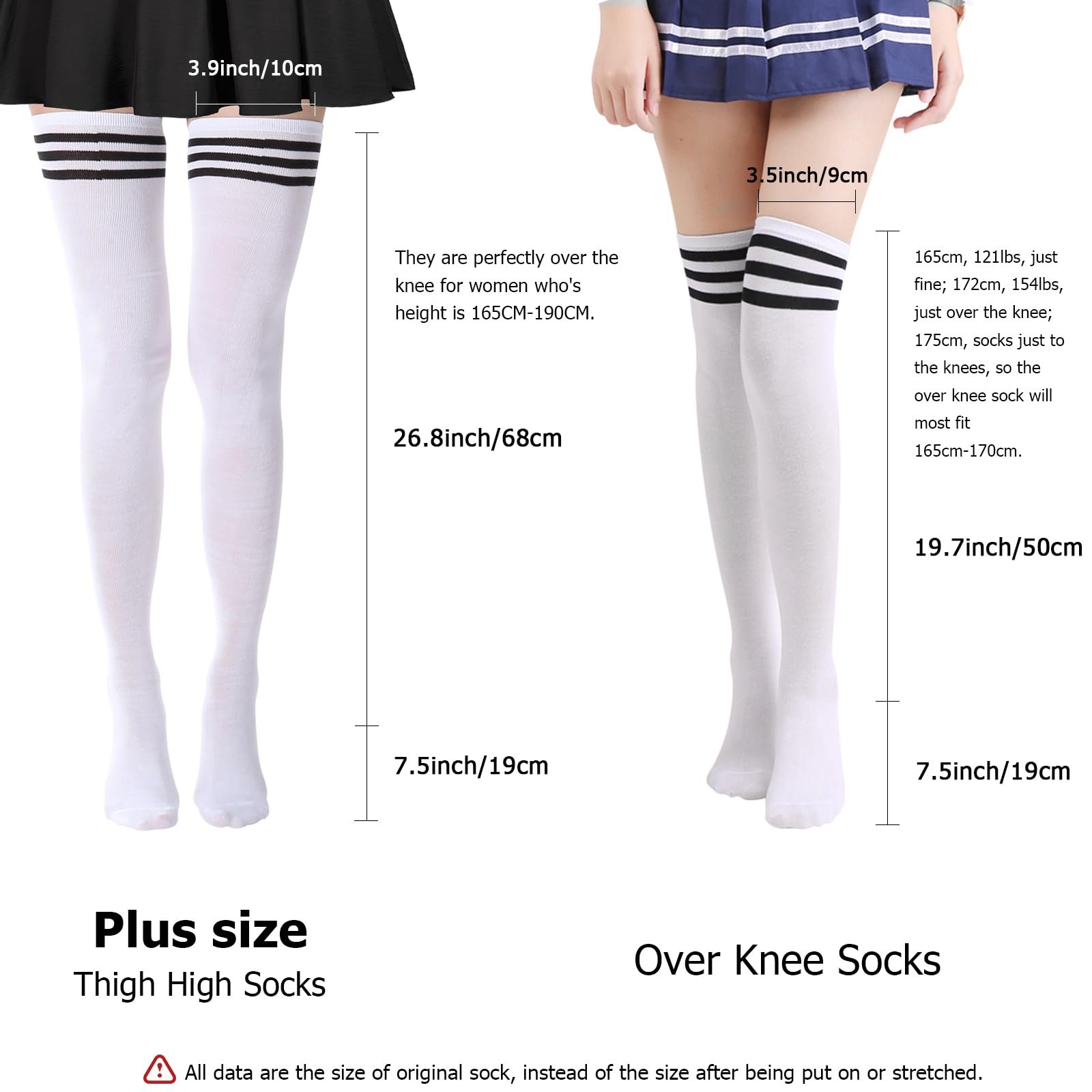 Женские носки DRESHOW выше колена, гетры в полоску, высокие гольфы, фото №4