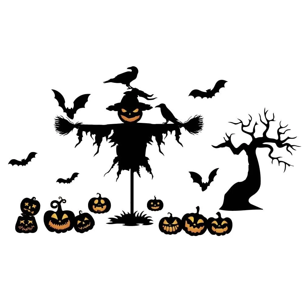 Наклейка на стіну SUPERDANT Хелловін Ворона Кажани Опудало Гарбуз, фото №3