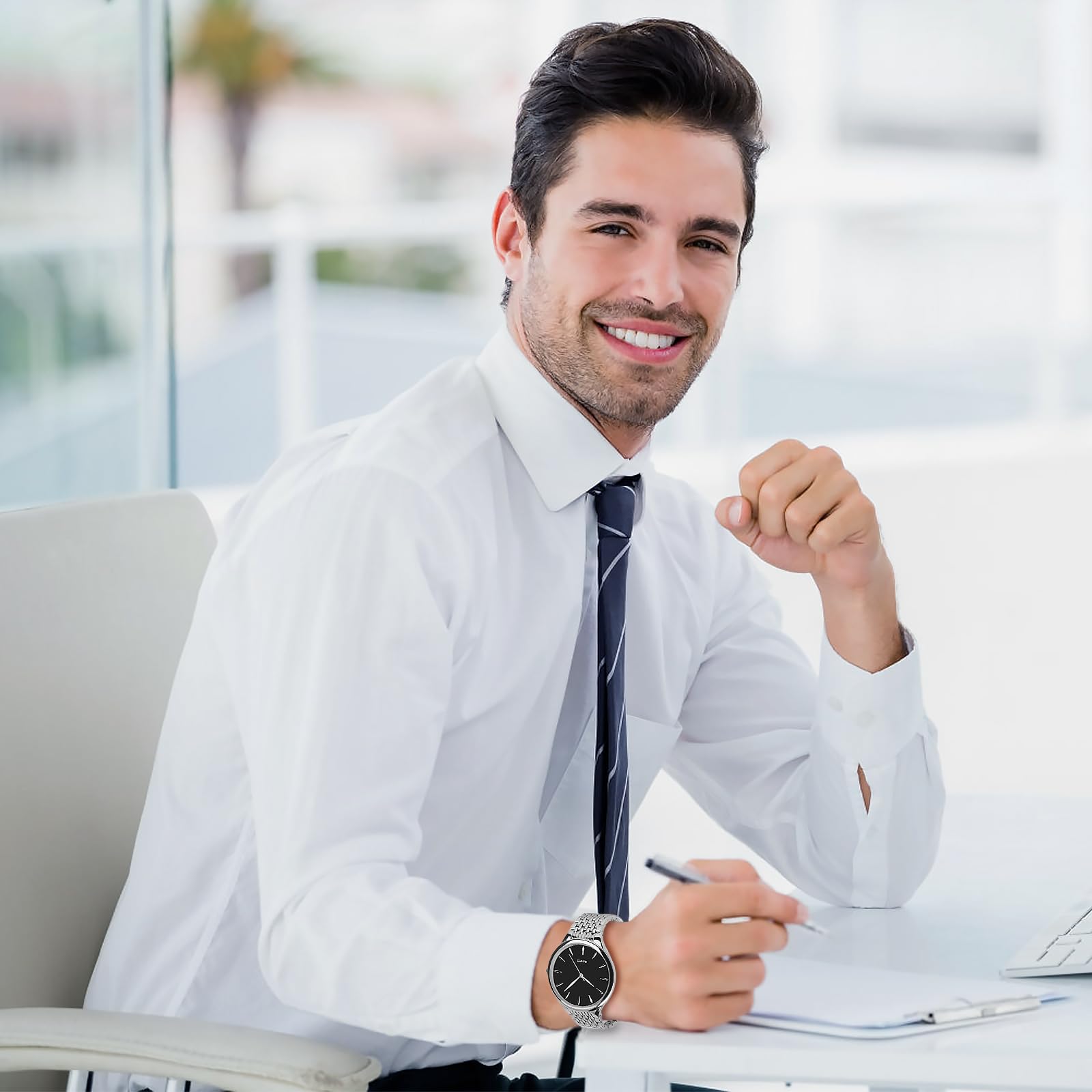 Аналоговий годинник GUUMUXIN, 27 мм, сріблястий, фото №2 Аналоговий годинник GUUMUXIN, 27 мм, сріблястий, фото №2