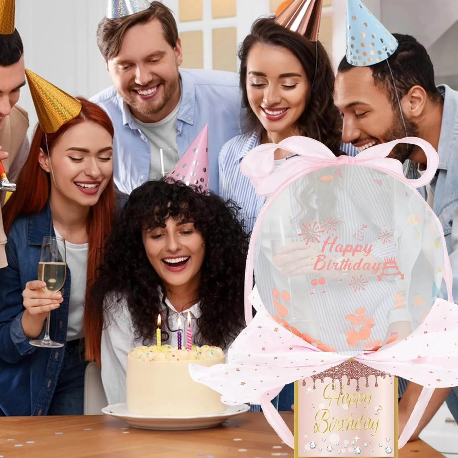 Набір для грошового подарунка Скарбничка Happy Birthday 61 предмет Rose Gold, фото №6