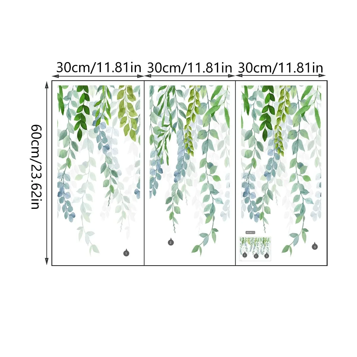 Наклейка для стін Hanging Vine Green Plants Vine Leaves ПВХ, фото №4
