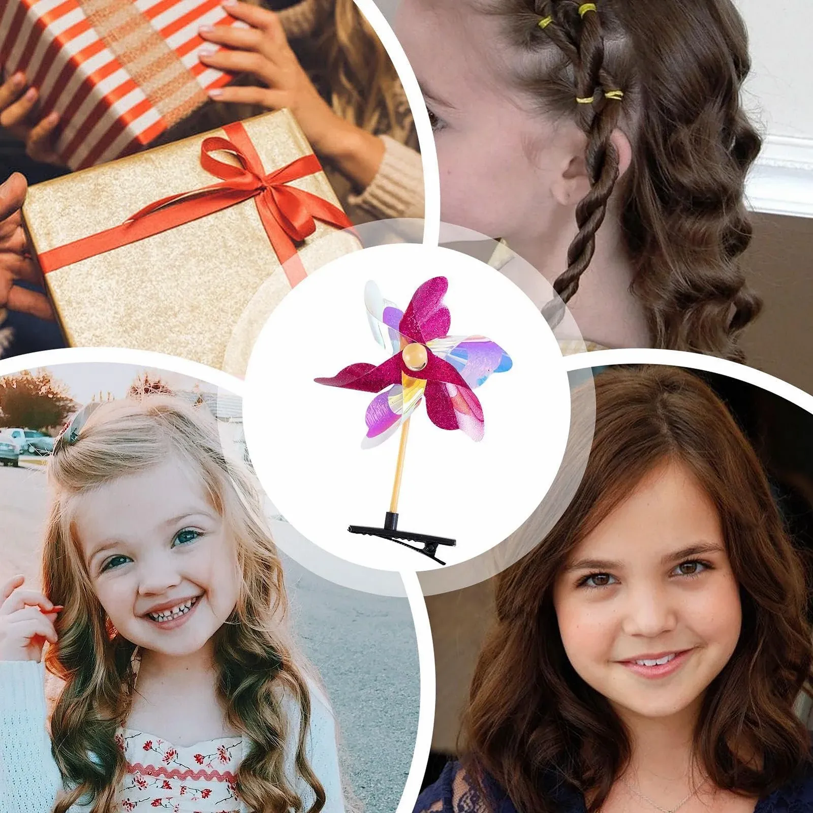 Заколки для волос Ветряная мельница с блестками, Разноцветные заколки для волос Ветряная мельница с блестками, Заколки для волос Ветряная мельница, Мультяшные аксессуары для женщин, фото №4