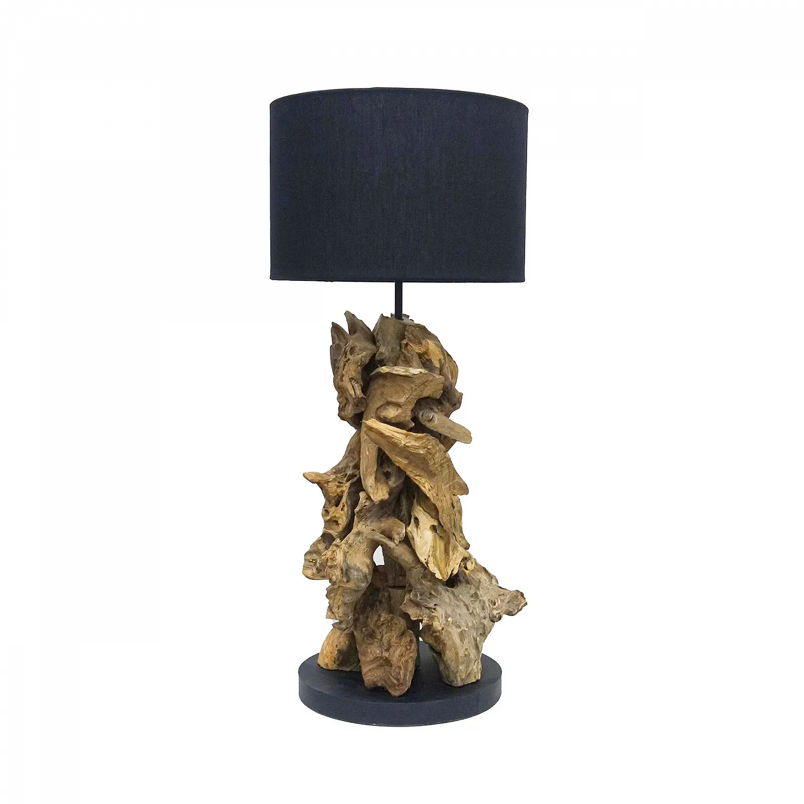 Настільна лампа AquaOne Denver Natural 70 см з натурального дерева з чорним абажуром Ручна робота, фото №3