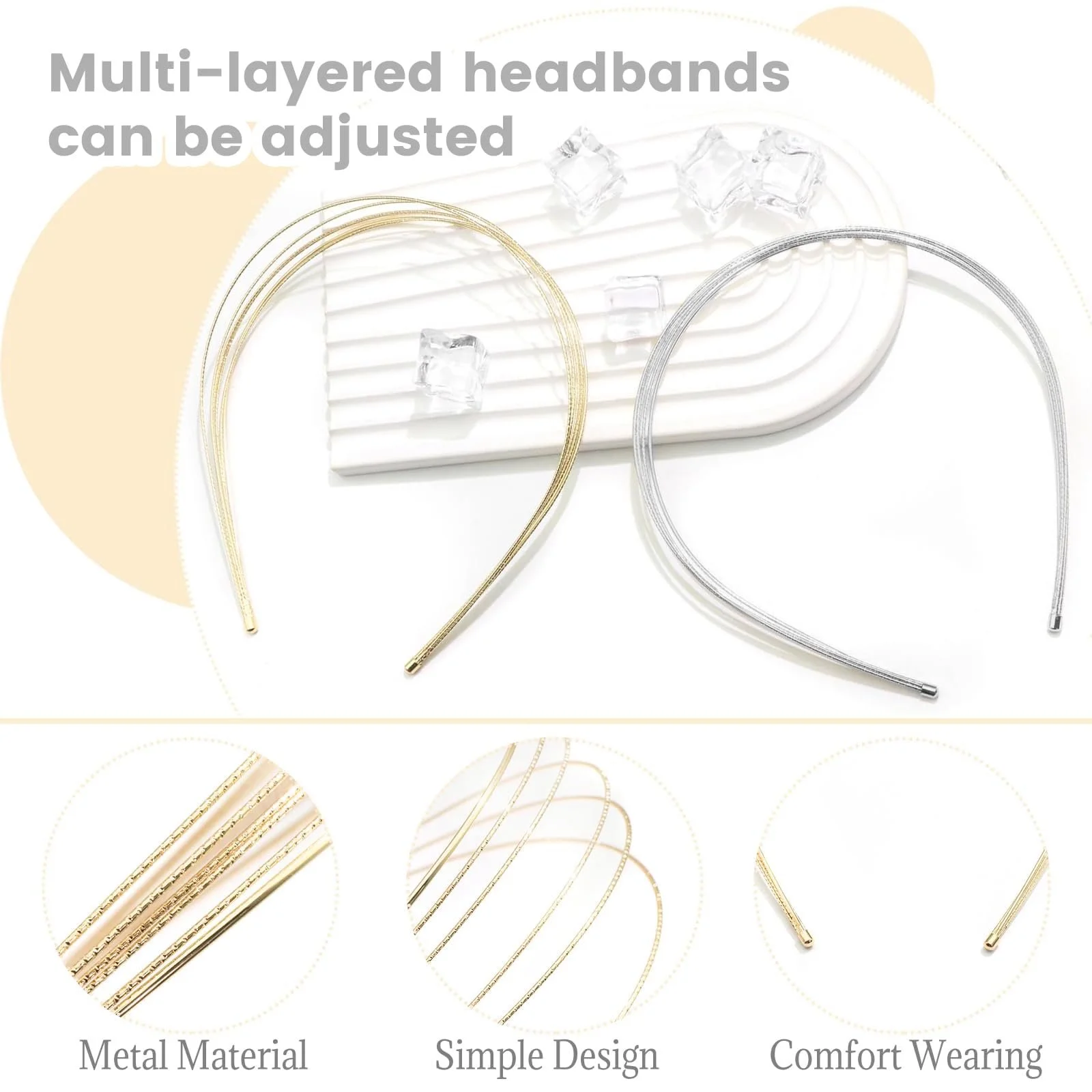 Набор из 2 многослойных металлических обручей для женщин., фото №3