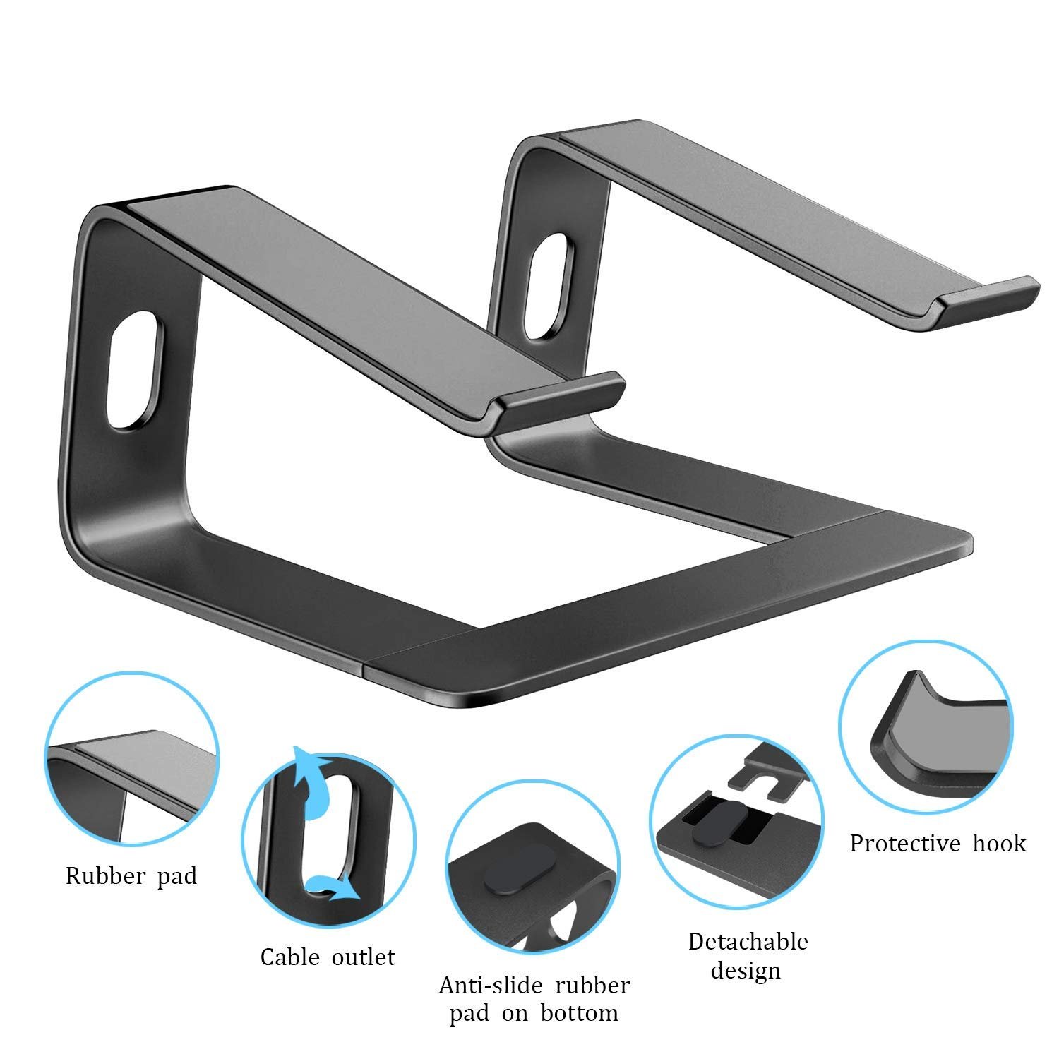 Подставка для ноутбука Orionstar, эргономичная подставка для ноутбука для стола, алюминиевая подставка для ноутбука с вентиляцией, совместимая с MacBook Air Pro Samsung Notebook 10-15.6 дюймов, черная, фото №3 Подставка для ноутбука Orionstar, эргономичная подставка для ноутбука для стола, алюминиевая подставка для ноутбука с вентиляцией, совместимая с MacBook Air Pro Samsung Notebook 10-15.6 дюймов, черная, фото №3