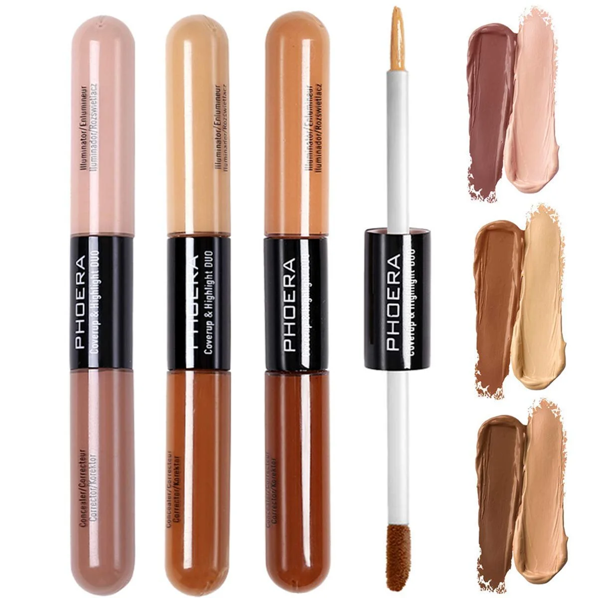 Консилер Подвійний 2 кольори Рідкий контроль жирності Освітлюючий колір обличчя 104# Кориця/Персик, фото №1