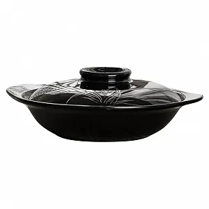 Кастрюля HEALLILY Терракотовая С крышкой Плоская Термостойкая Натуральная - Фото 1