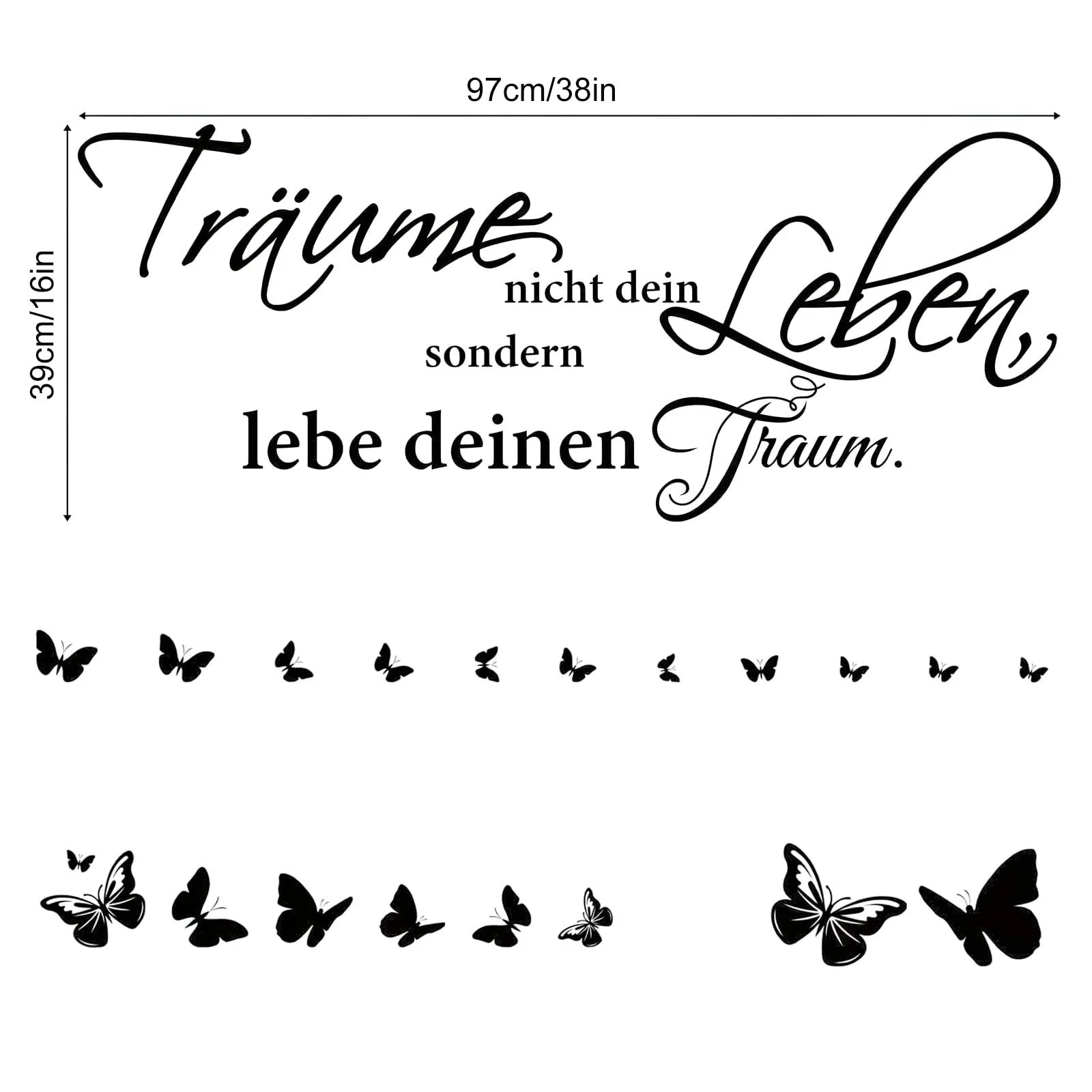 Настінна наклейка Фрази та метелики Чорний, фото №2 Настінна наклейка Фрази та метелики Чорний, фото №2