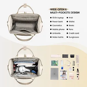 Рюкзак для ноутбука LOVEVOOK 15.6 дюймів Водонепроникний USB Charging Port Beige Grey synthetic.ua - Фото 1