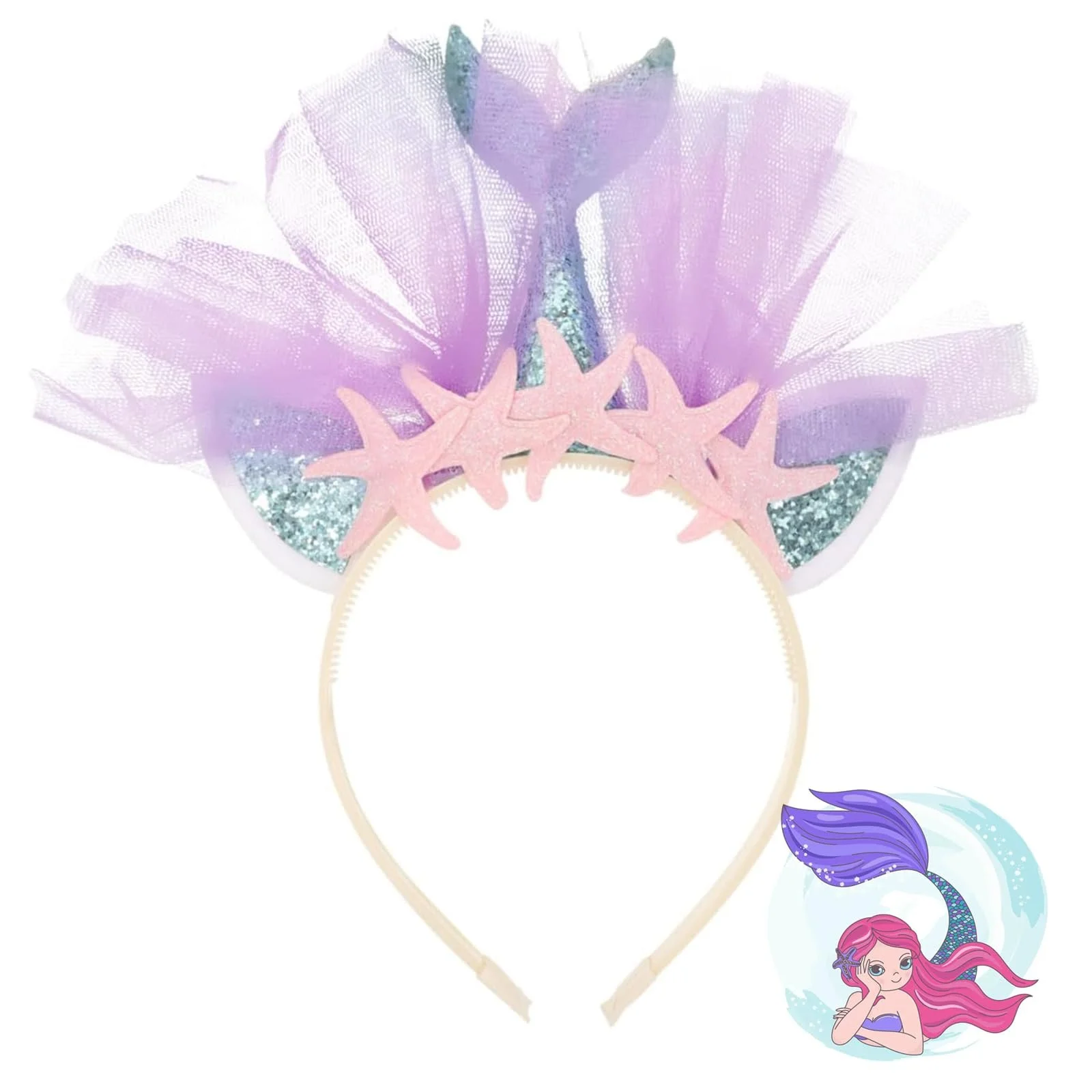 Обруч для волосся Русалка з блискітками для днів народжень, фото №1
